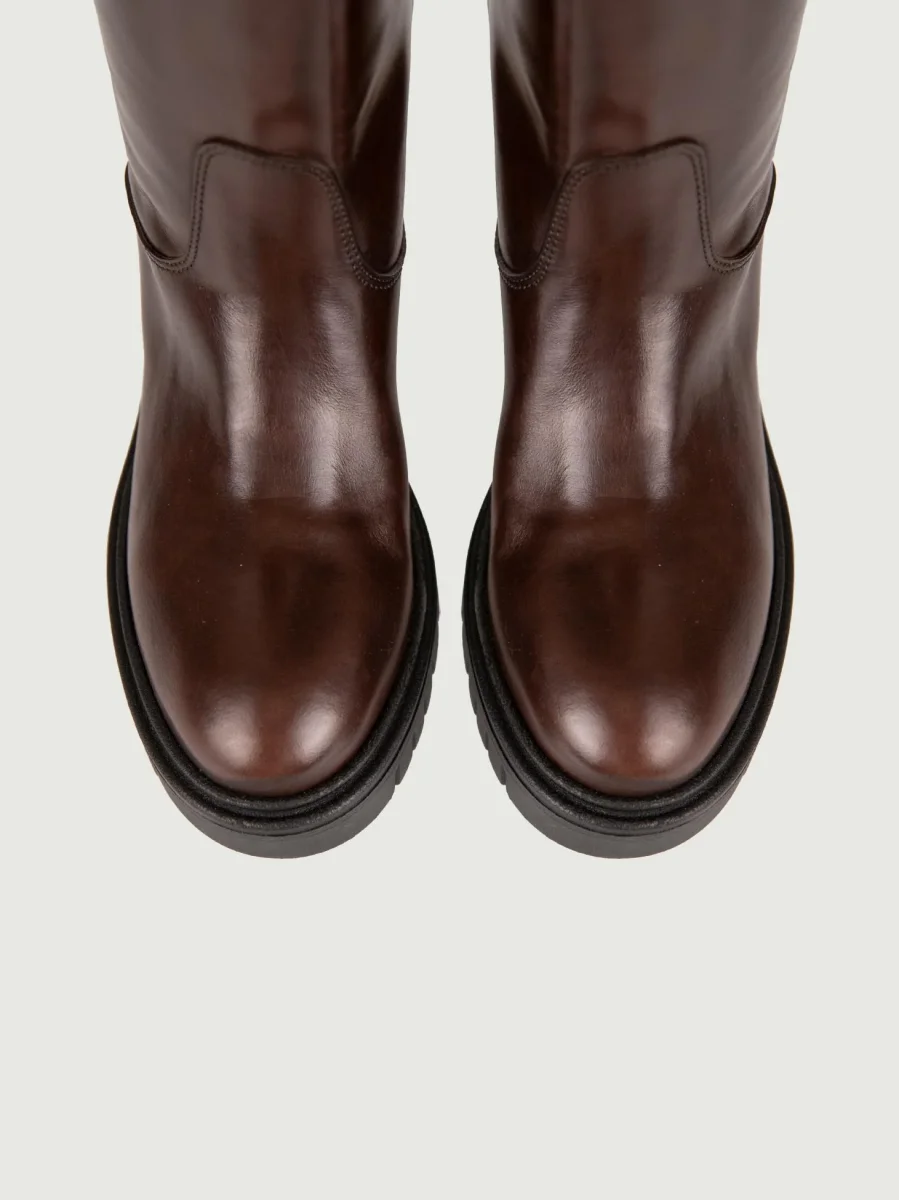 STIVALE IN PELLE MARRONE CON MAXI PARA - immagine 5