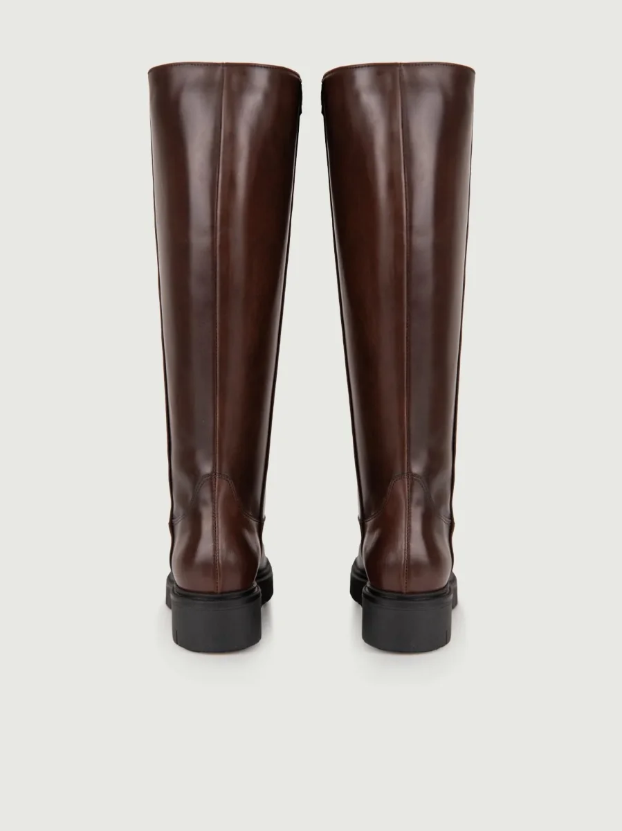 STIVALE IN PELLE MARRONE CON MAXI PARA - immagine 4