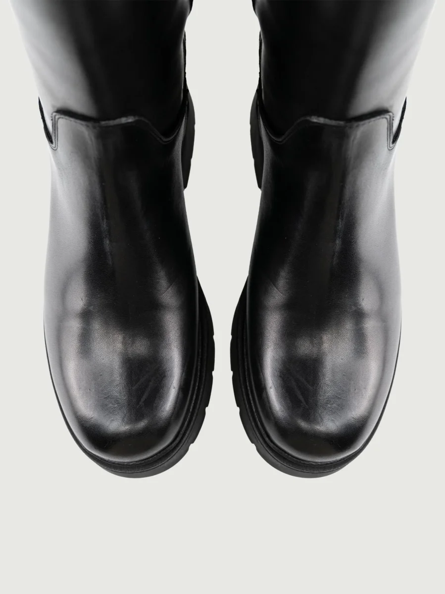 STIVALE IN PELLE NERO CON INSERTO CINTURINO - immagine 5