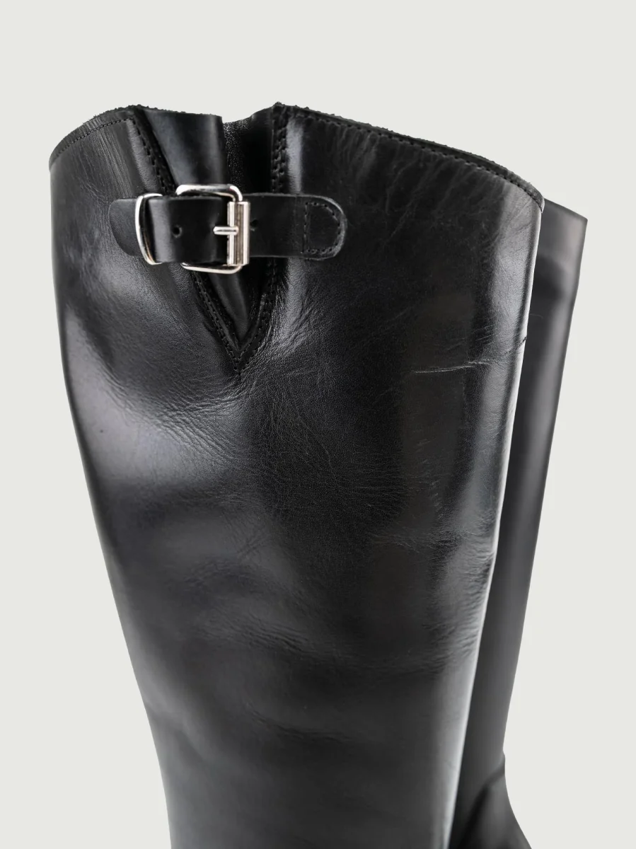 STIVALE IN PELLE NERO CON INSERTO CINTURINO - immagine 7