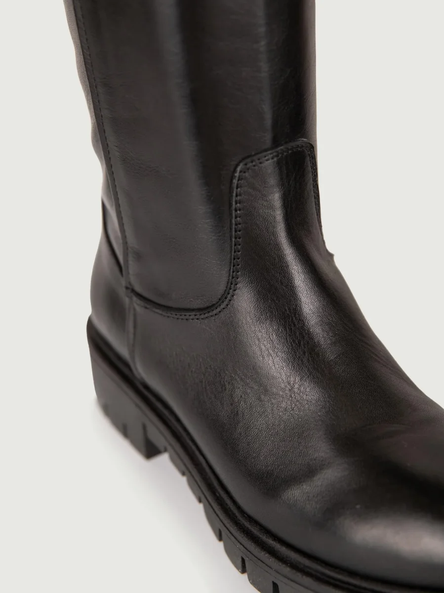 STIVALE IN PELLE NERO CON MAXI PARA - immagine 6