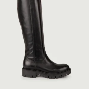 STIVALE IN PELLE NERO CON MAXI PARA