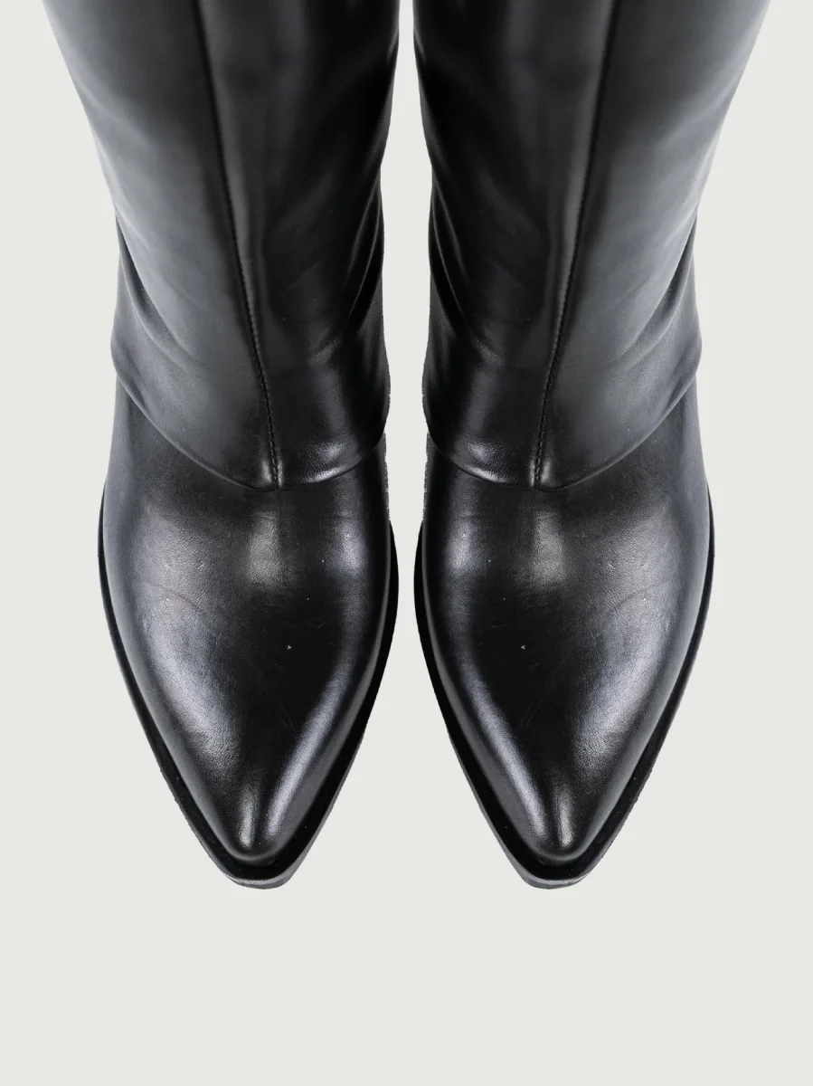 STIVALE IN PELLE NERO CON MAXI RISVOLTO - immagine 5