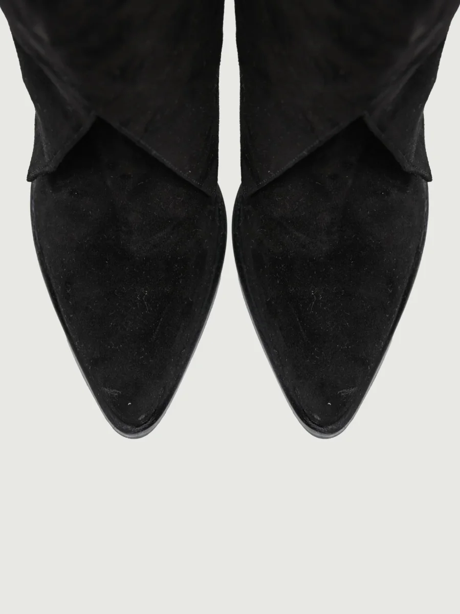 STIVALE IN PELLE SCAMOSCIATA NERA CON MAXI RISVOLTO - immagine 5