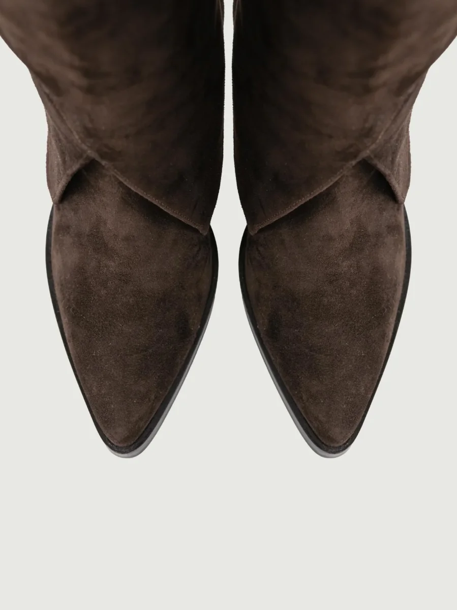 STIVALE IN PELLE SCAMOSCIATA TESTA MORO CON MAXI RISVOLTO - immagine 5