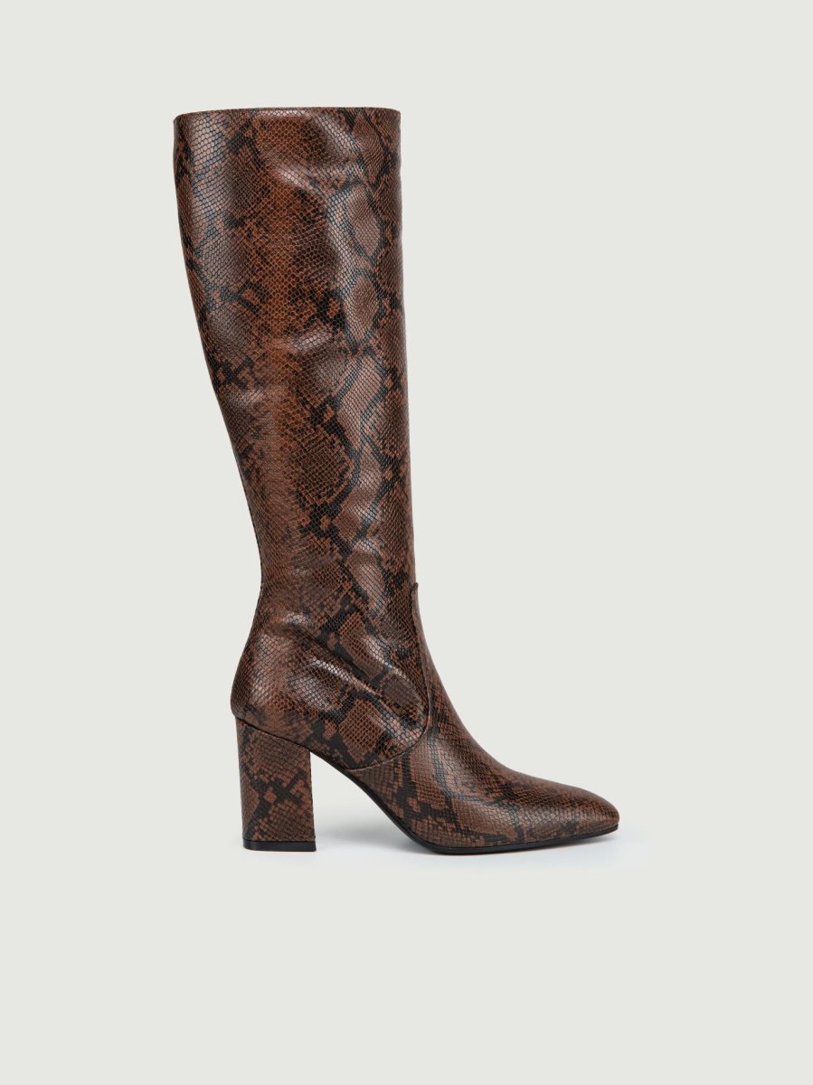 STIVALE IN PELLE STAMPA PITONE MARRONE