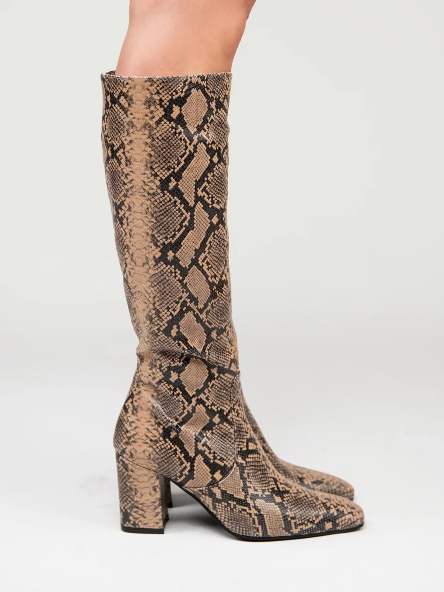 STIVALE IN PELLE STAMPA PITONE ROCCIA - immagine 8