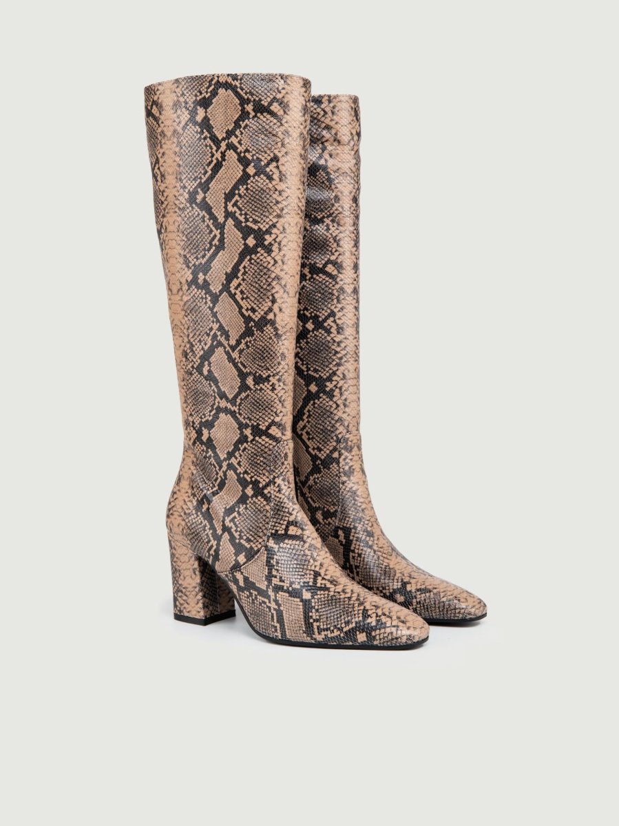 STIVALE IN PELLE STAMPA PITONE ROCCIA - immagine 3