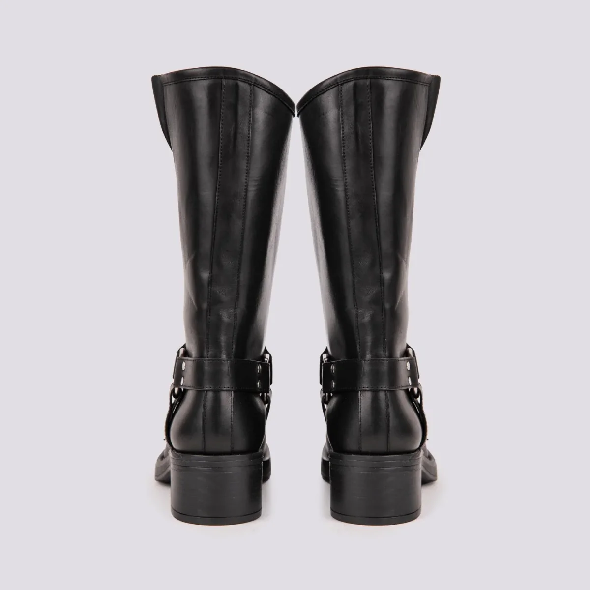 STIVALE TEXANO CON GHETTA E PUNTA SQUADRATA IN PELLE NERA - immagine 5