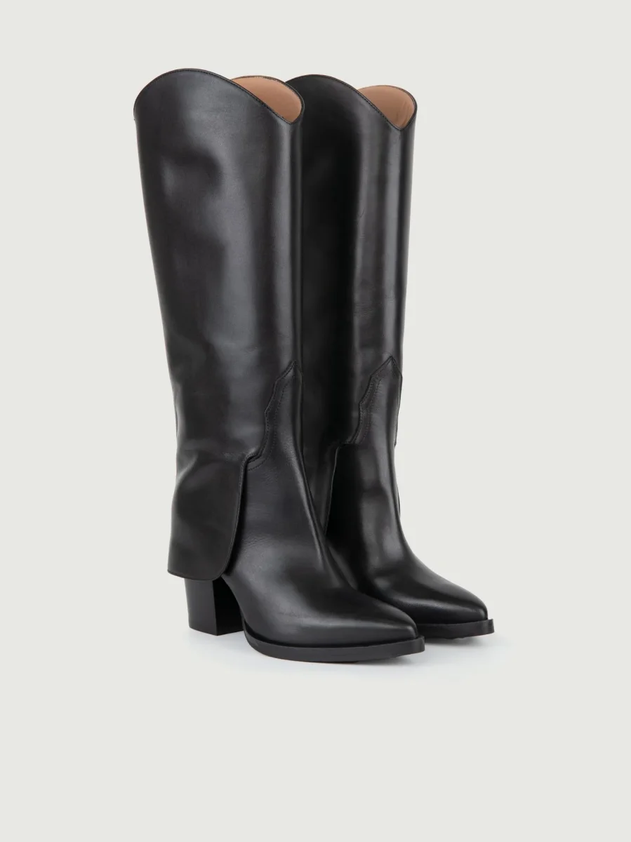 STIVALE TEXANO IN PELLE NERA. - immagine 3