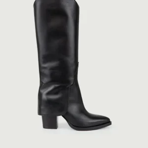 STIVALE TEXANO IN PELLE NERA.