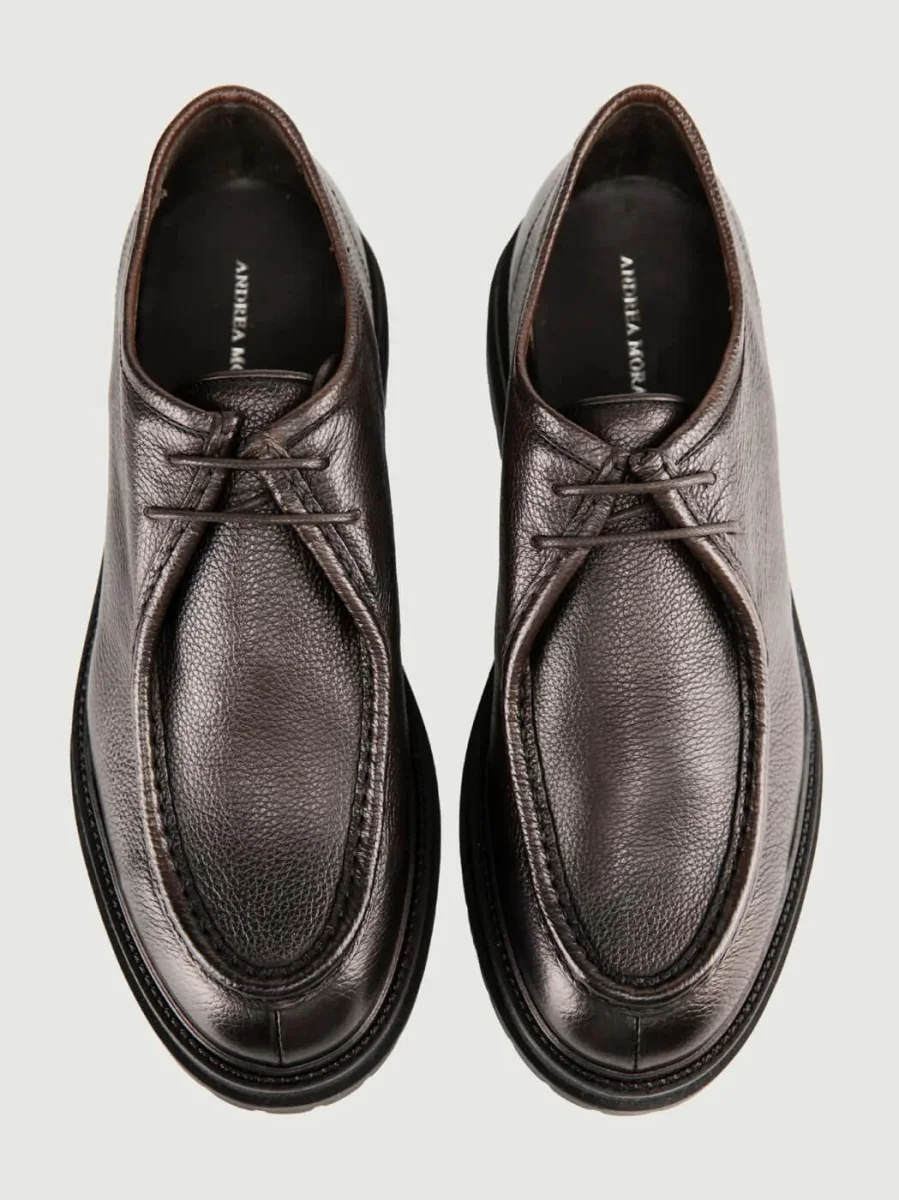 STRINGATA IN PELLE MARTELLATA TESTA MORO CON CARRARMATO - immagine 5