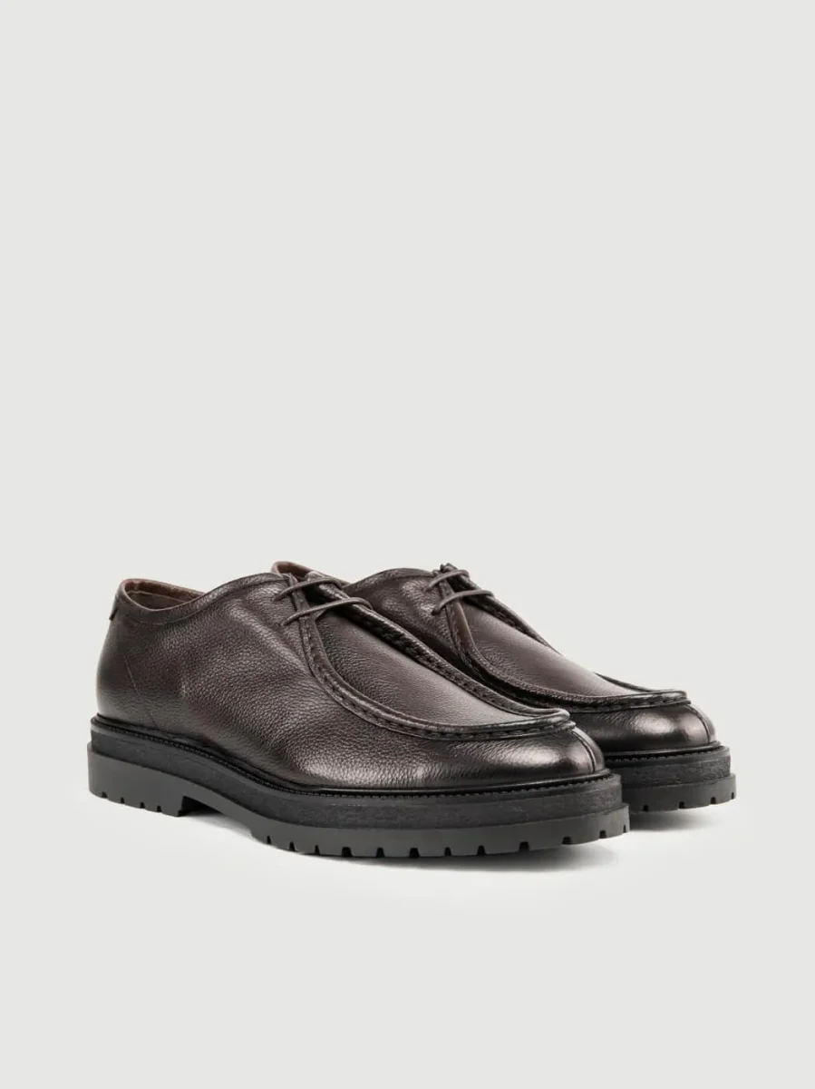 STRINGATA IN PELLE MARTELLATA TESTA MORO CON CARRARMATO - immagine 3