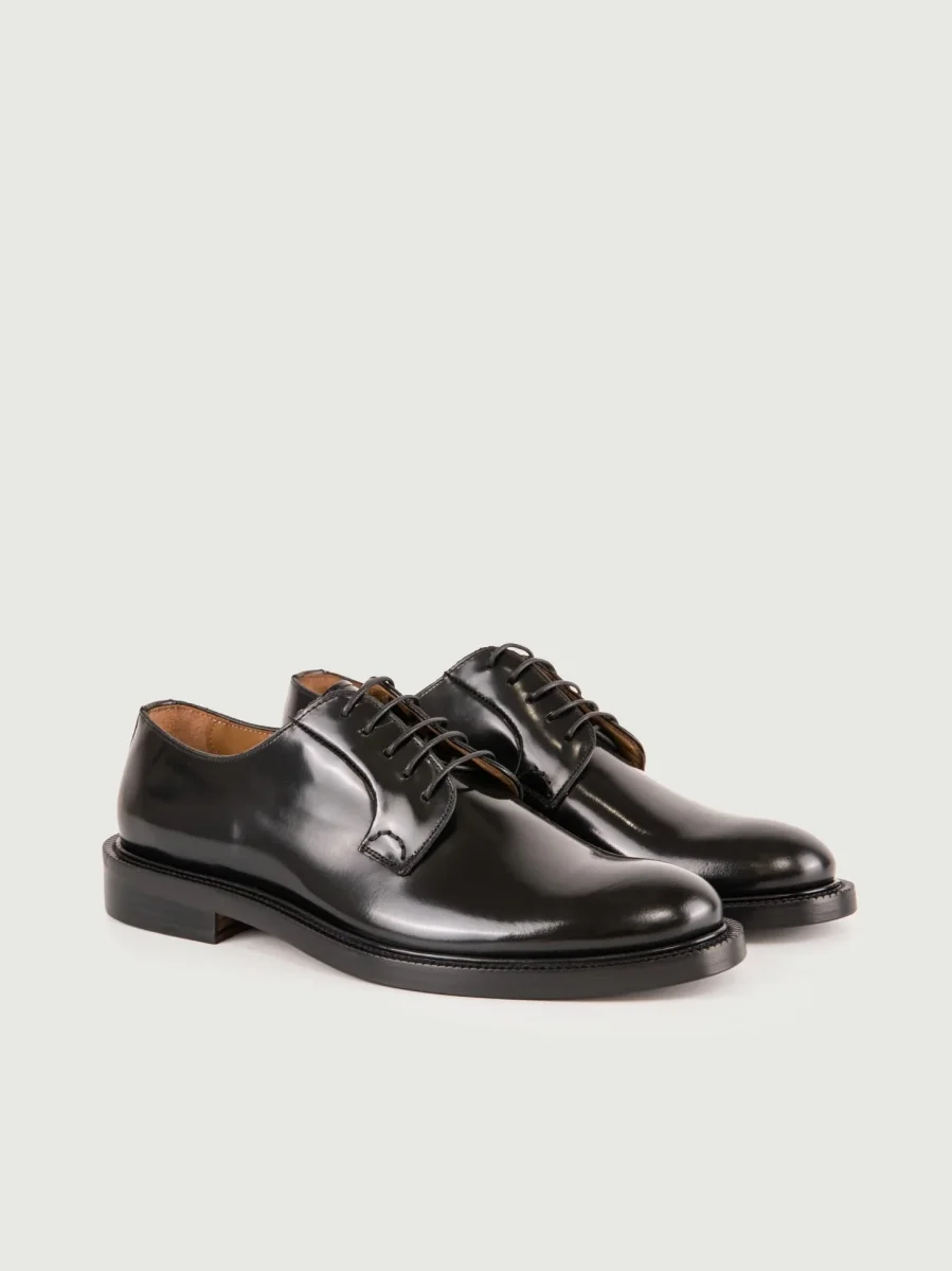 STRINGATA IN PELLE SPAZZOLATA NERA - immagine 3