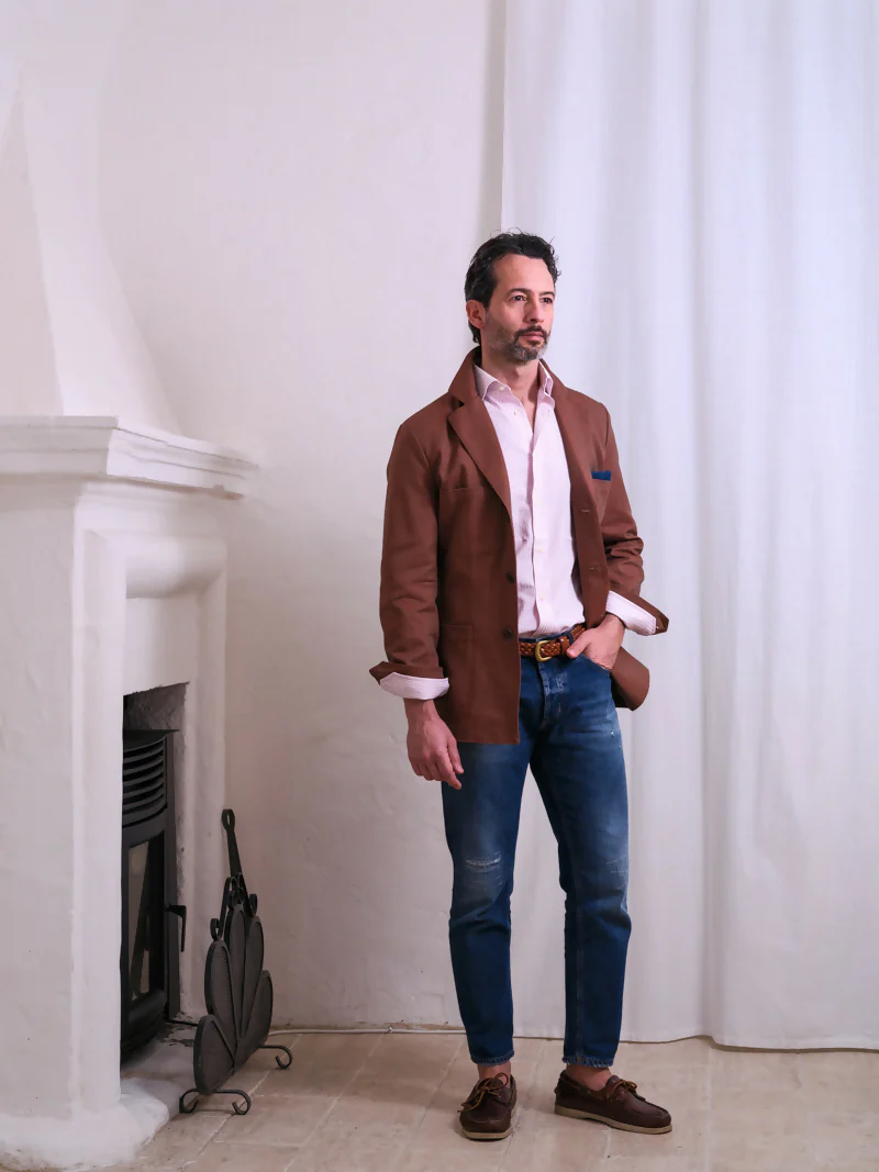 Giacca sahariana cotone 100% - Terra di Siena - immagine 4