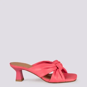 Sabot in pelle fucsia con nodo