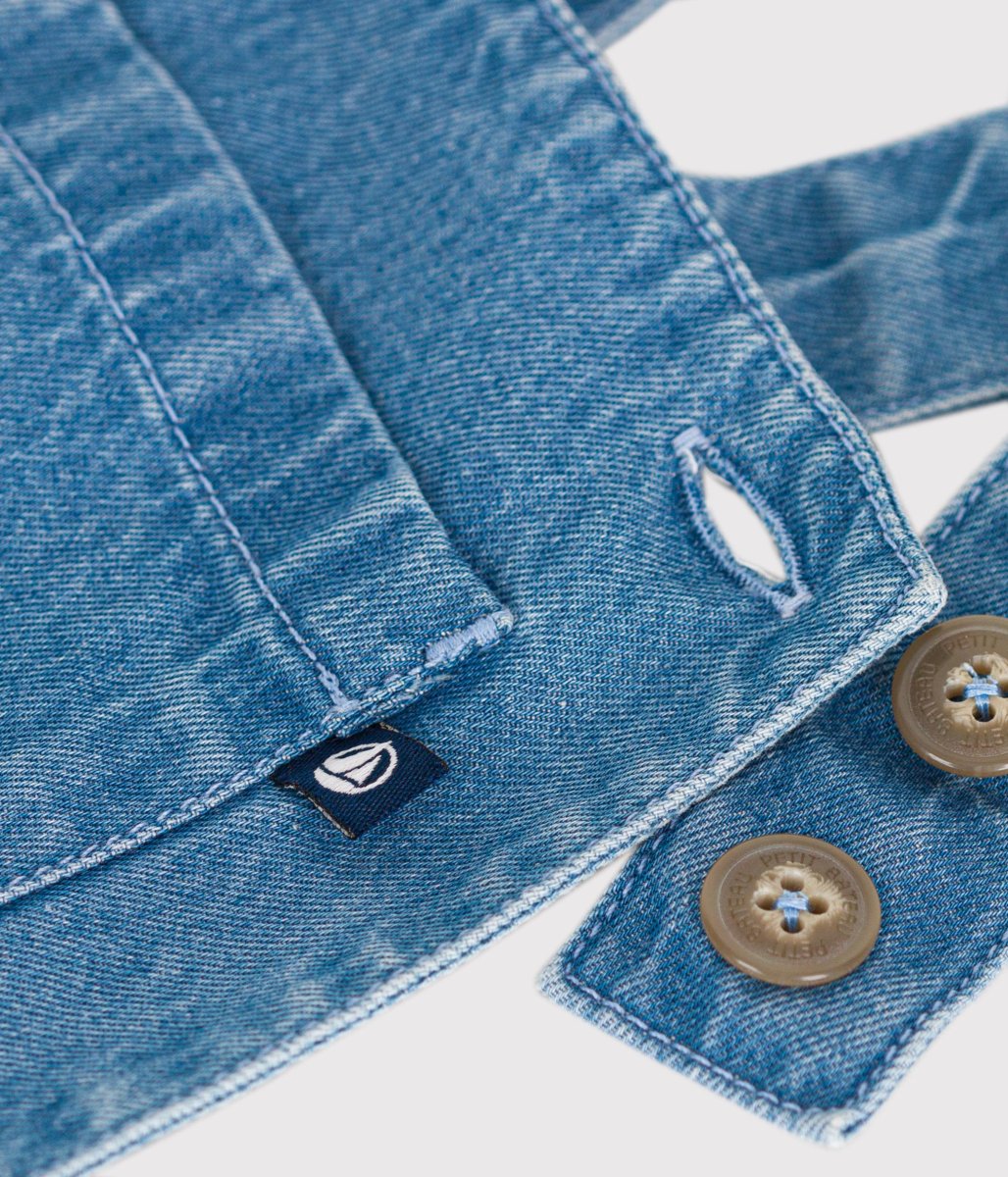 Salopette corta bebè in denim leggero - immagine 5