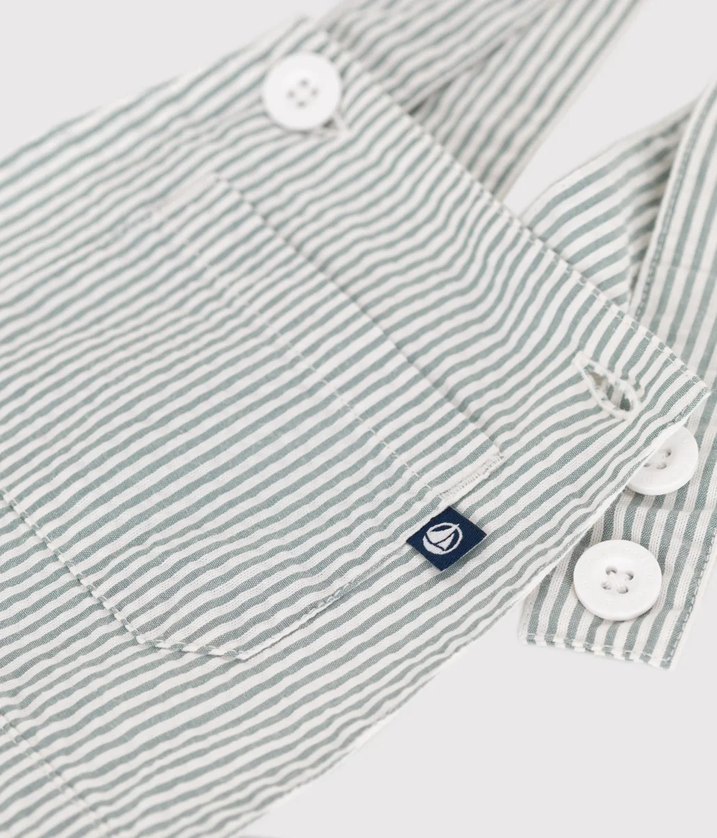 Salopette corta in cotone a righe neonato - immagine 6