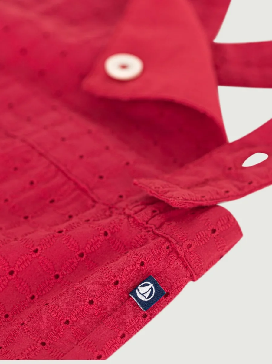 Salopette corta in cotone con sangallo neonato - immagine 5