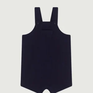 Salopette corta in garza di cotone blu