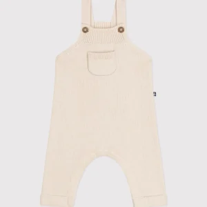 Salopette in maglia di lana e cotone beige