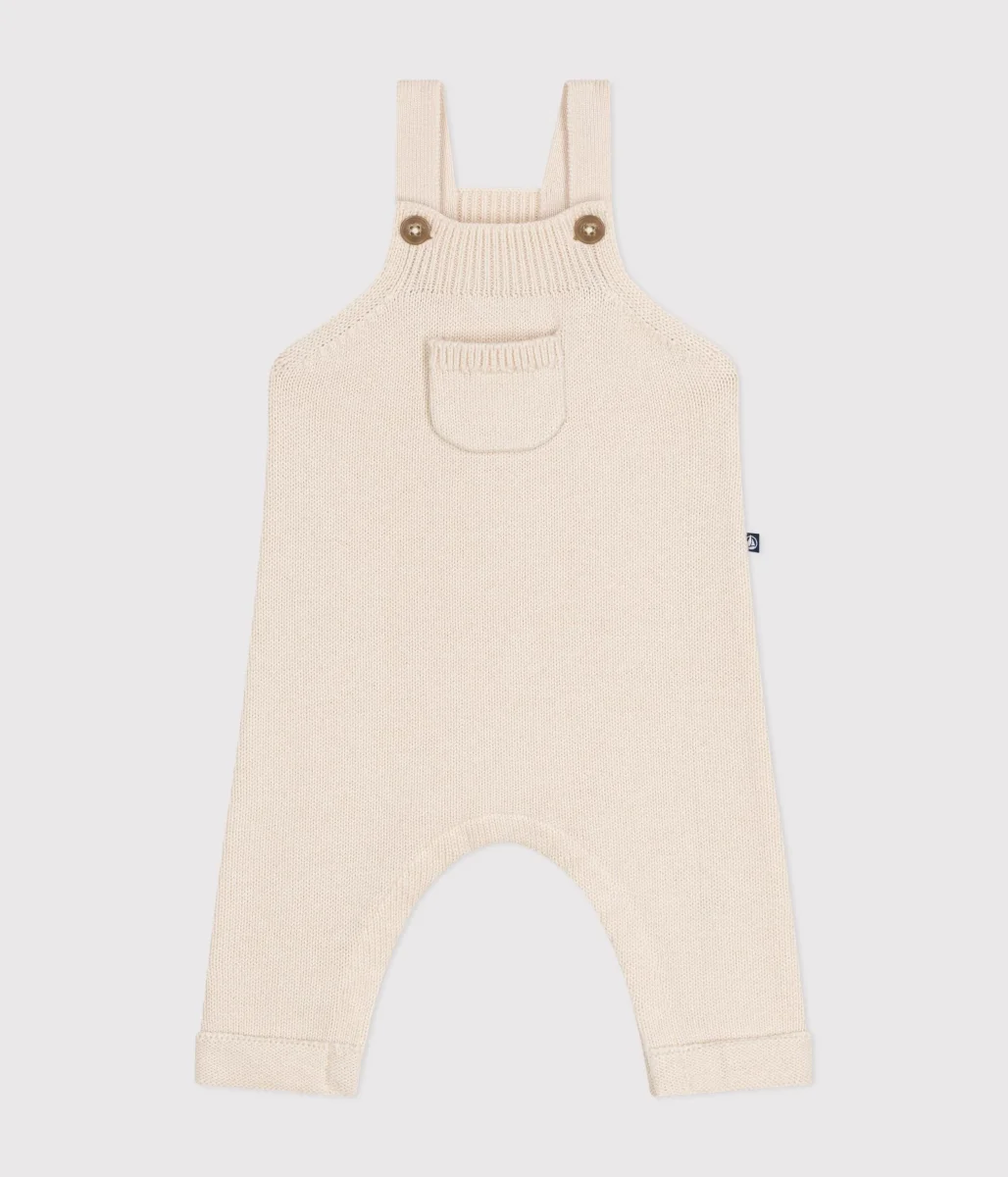 Salopette in maglia di lana e cotone beige