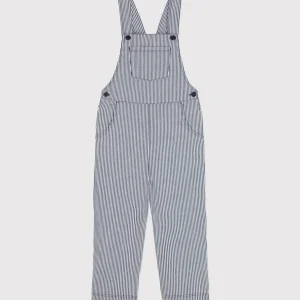 Salopette in tela di cotone a righe