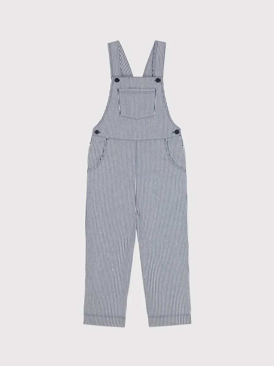 Salopette in tela di cotone a righe