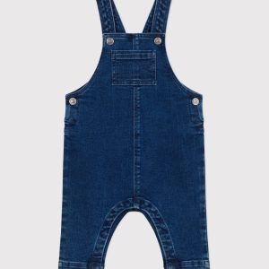 Salopette lunga in denim ed elastan bebé