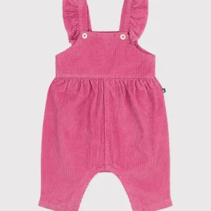 Salopette lunga in velluto a coste e con volant bebé