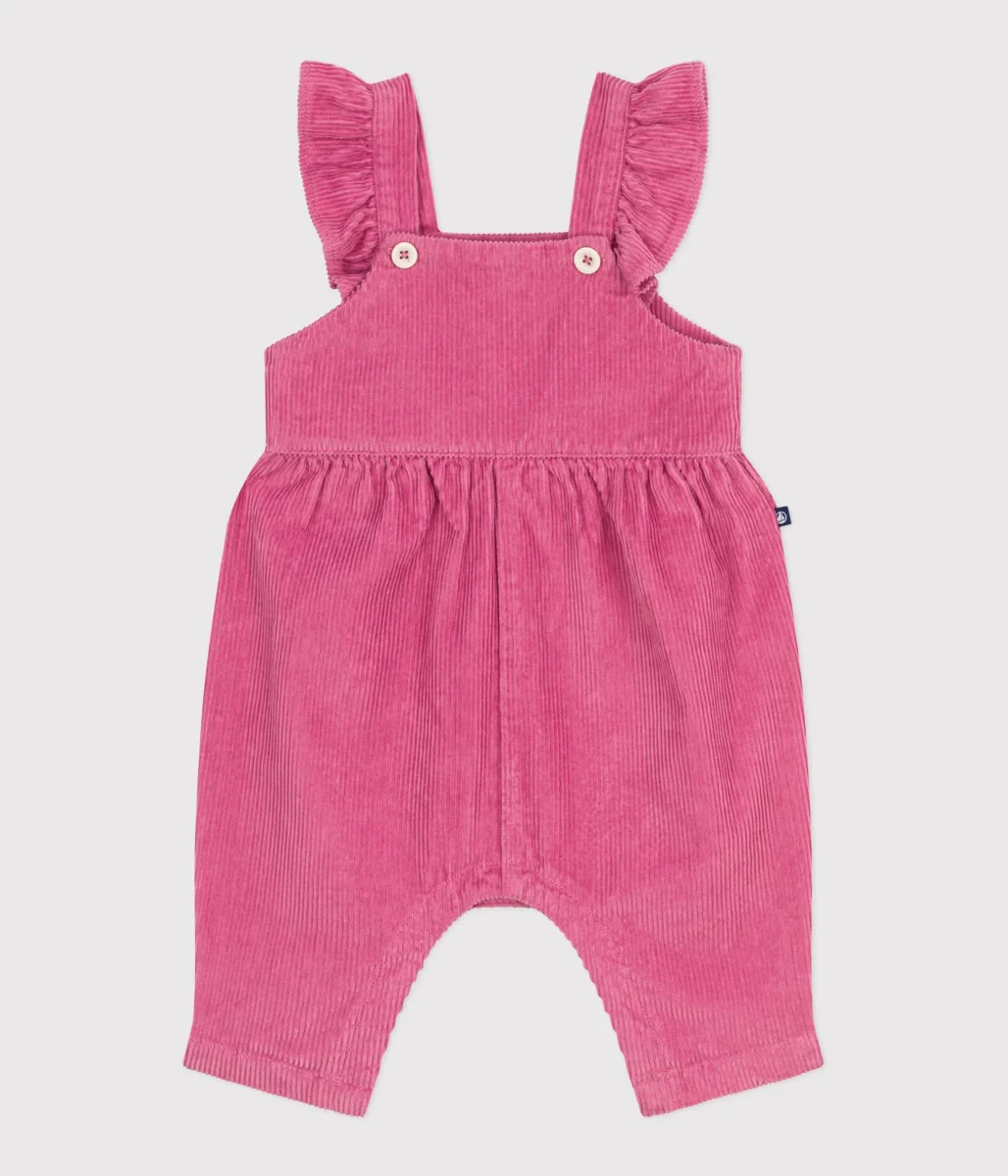 Salopette lunga in velluto a coste e con volant bebé