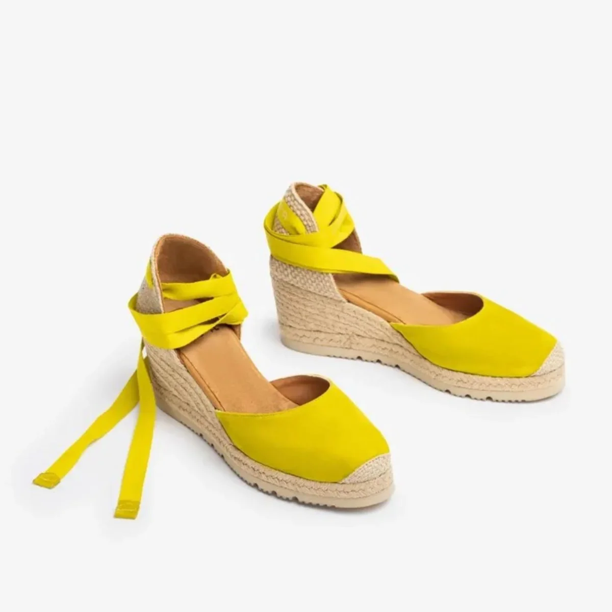 Sandali espadrillas con zeppa color kiwi - immagine 5