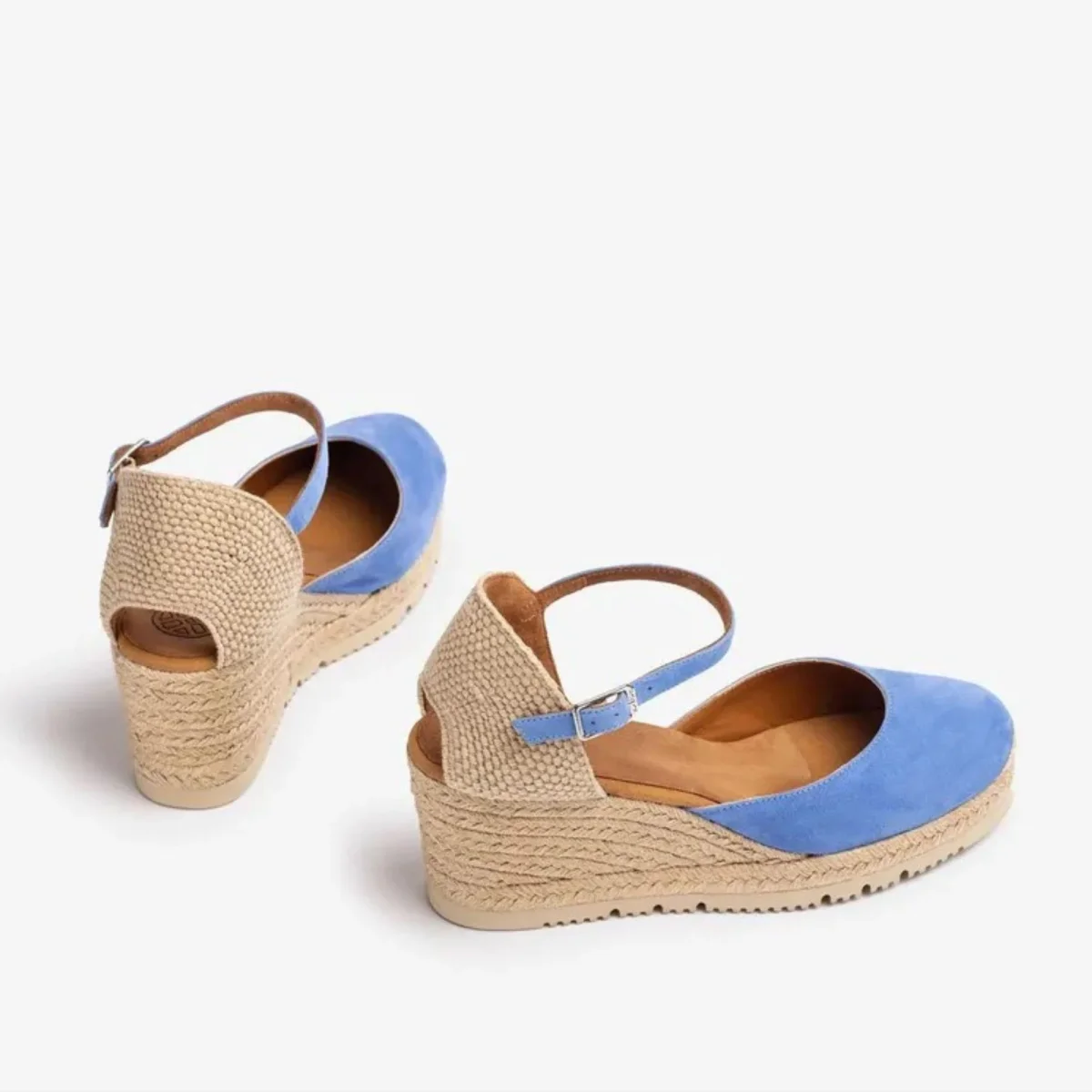 Sandali espadrillas con zeppa e laccetto color ciano - immagine 4