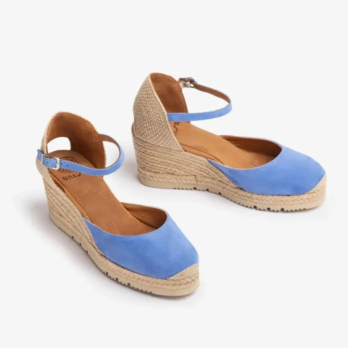 Sandali espadrillas con zeppa e laccetto color ciano - immagine 5