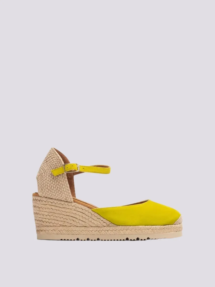 Sandali espadrillas con zeppa e laccetto color kiwi