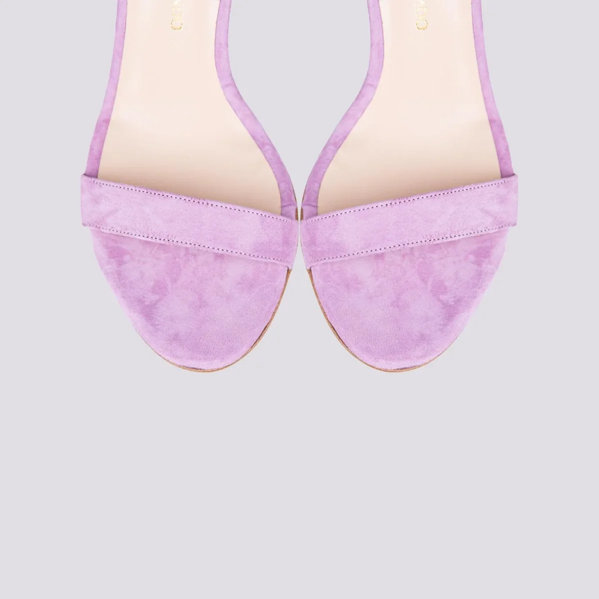 Sandalo con tacco spesso in camoscio lilla - immagine 4