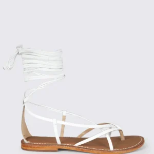 Sandalo in pelle bianca con lacci modello schiava
