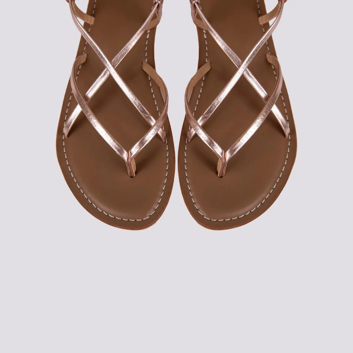 Sandalo in pelle laminata rosa con lacci modello schiava - immagine 3
