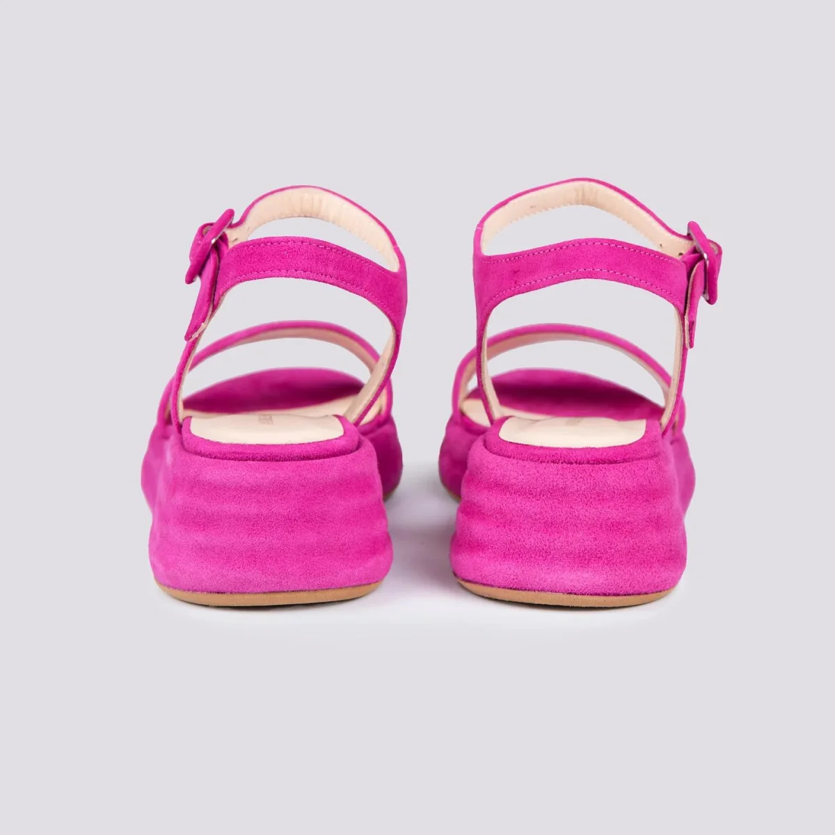 Sandalo zeppa con para in camoscio fucsia - immagine 5