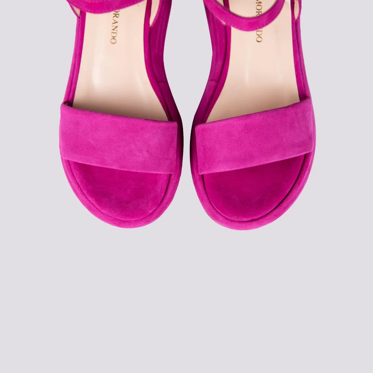 Sandalo zeppa con para in camoscio fucsia - immagine 4