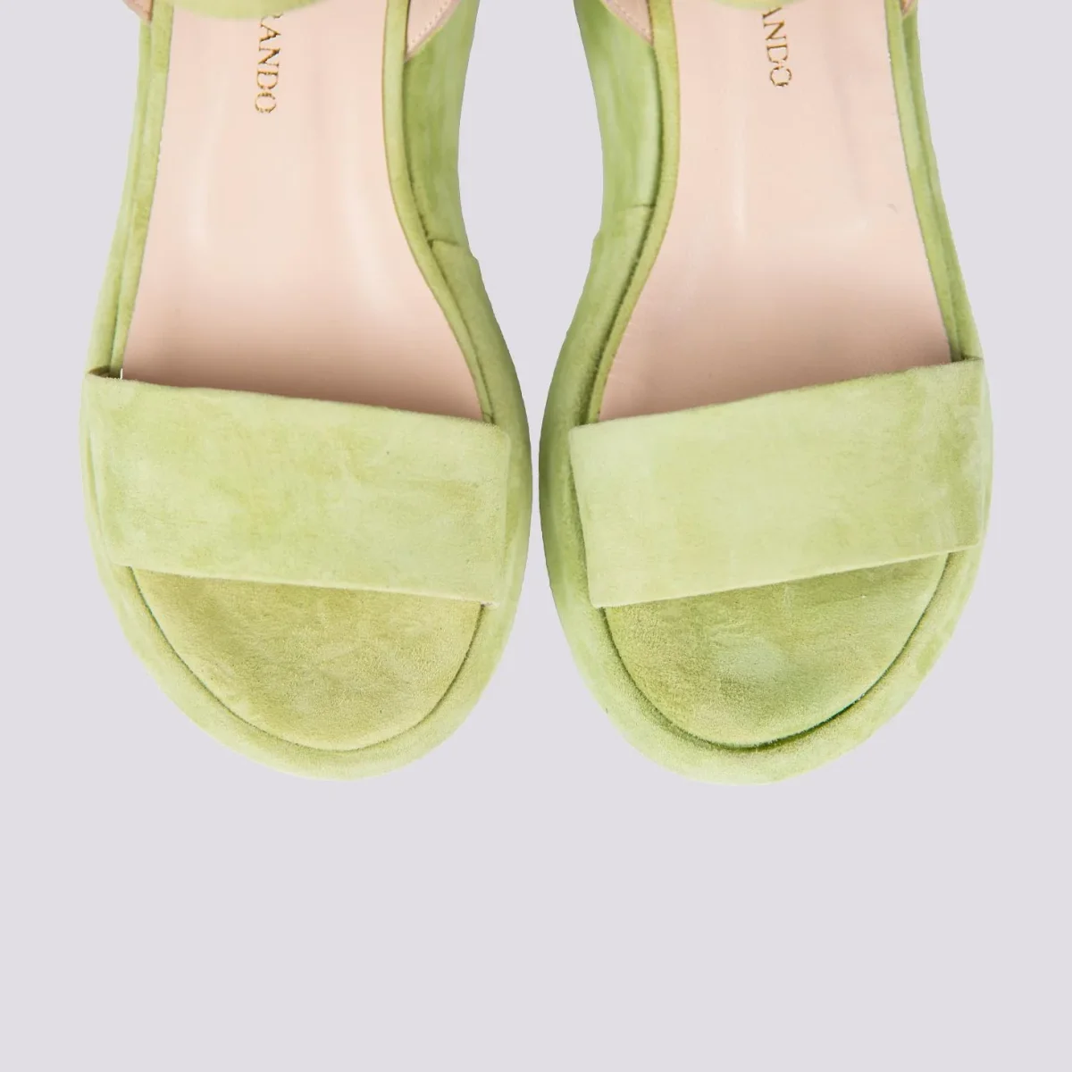 Sandalo zeppa con para in camoscio verde acido - immagine 4