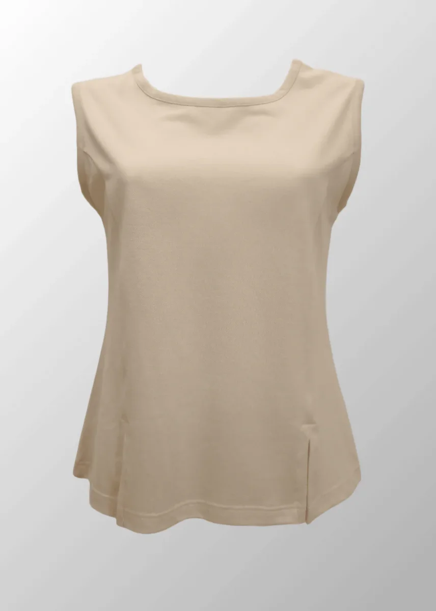 Top smanicato piquet Monica in Cotone Seta con spacchi - immagine 3