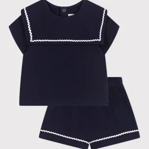 Set bebè due pezzi in cotone con dettagli marinari