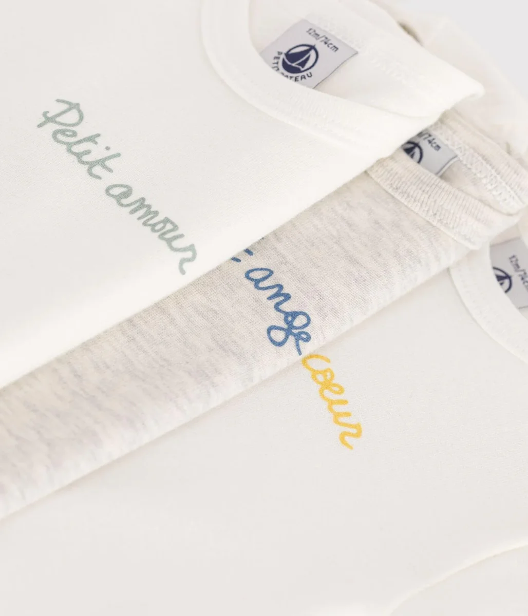 Set da 3 body a maniche corte in cotone con cuoricino bebè - immagine 4