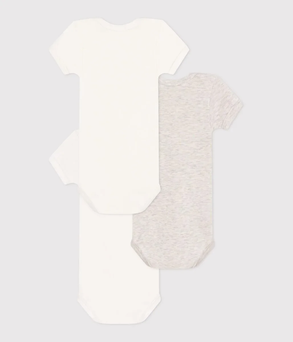 Set da 3 body a maniche corte in cotone con cuoricino bebè - immagine 3