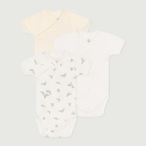 Set da 3 body a maniche corte in cotone con stampa