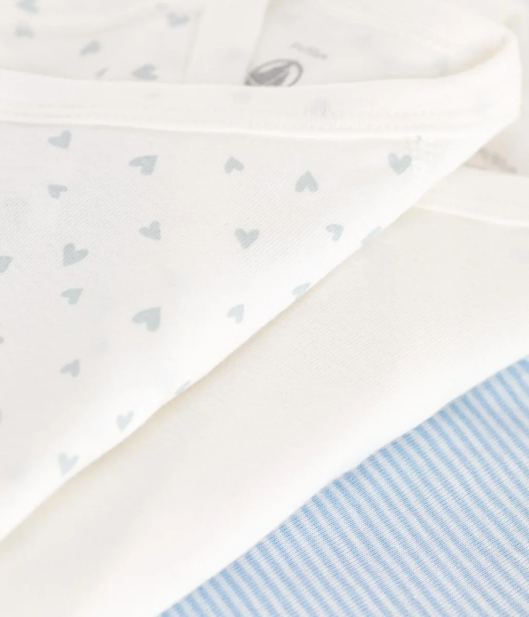 Set da 3 body incrociati a maniche corte in cotone con stampa bebè - immagine 4