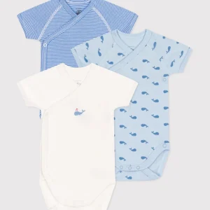 Set da 3 body incrociati a maniche corte motivo balena e righe