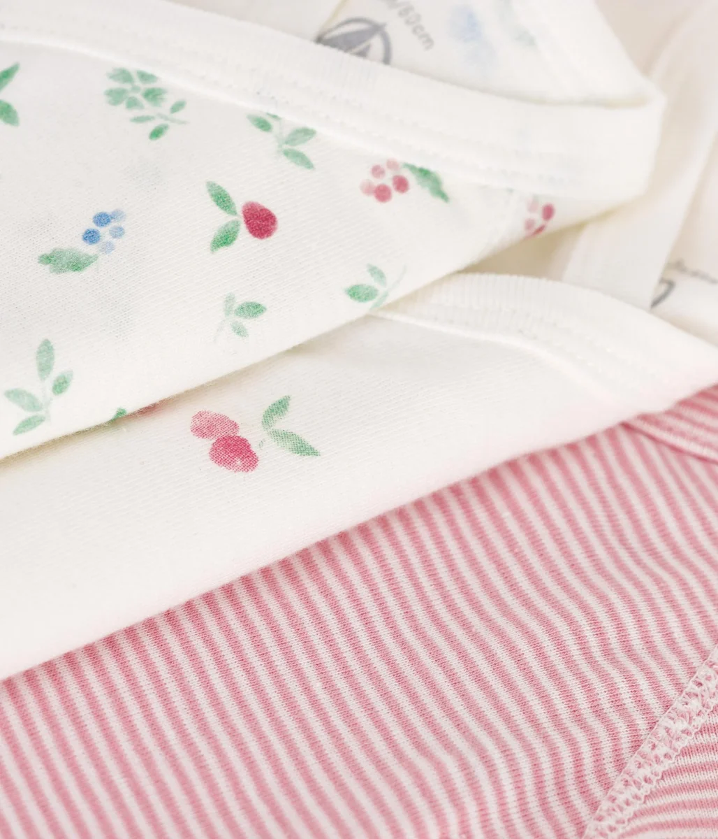 Set da 3 body incrociati a maniche corte motivo fiorellini e righe - immagine 4