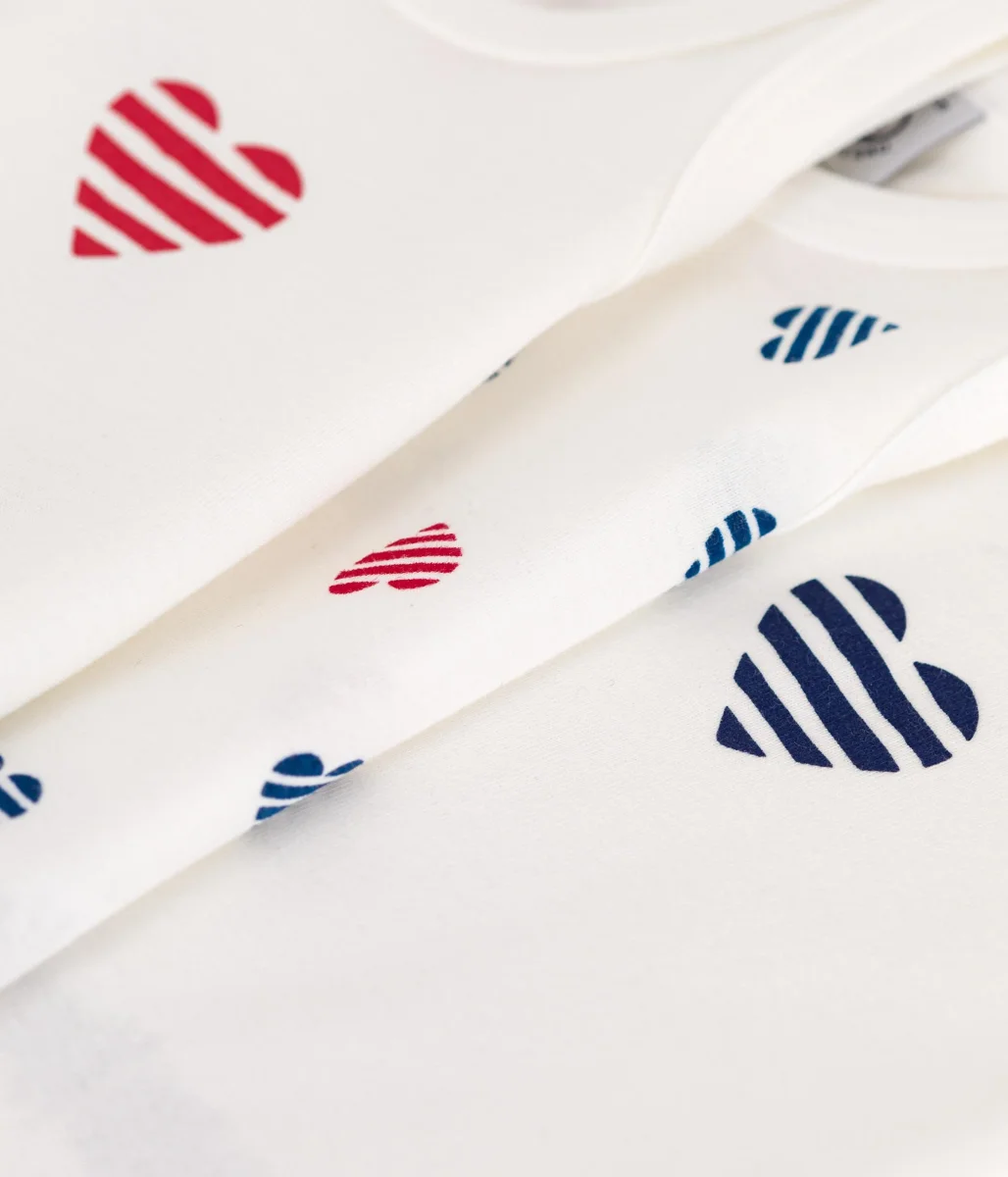 Set da 3 body senza maniche in cotone con cuori a righe bebè - immagine 4